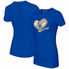 Los Angeles Dodgers Tiny Turnip Women's Heart Banner T-Shirt - Royal T-shirts