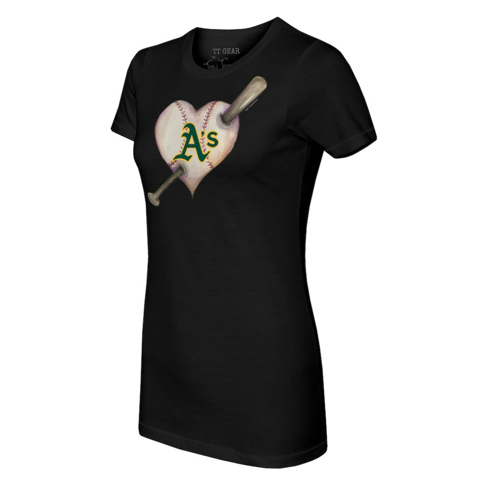 Athletics Tiny Turnip Women's Heart Bat T-Shirt - Black T-shirts