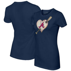 Atlanta Braves Tiny Turnip Women's Heart Bat T-Shirt - Navy T-shirts