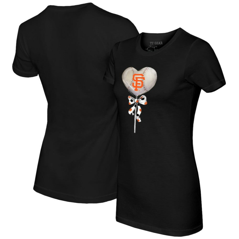 San Francisco Giants Tiny Turnip Women's Heart Lolly T-Shirt - Black T-shirts