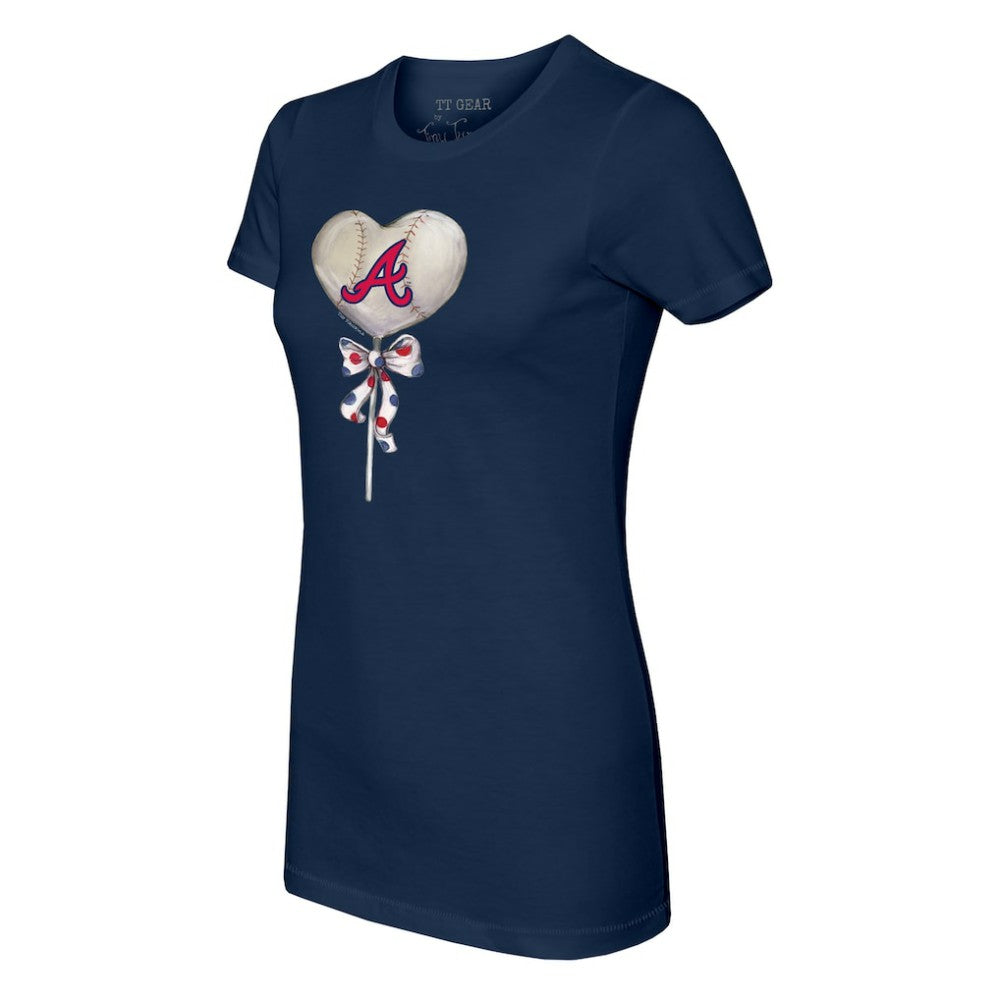 Atlanta Braves Tiny Turnip Women's Heart Lolly T-Shirt - Navy T-shirts