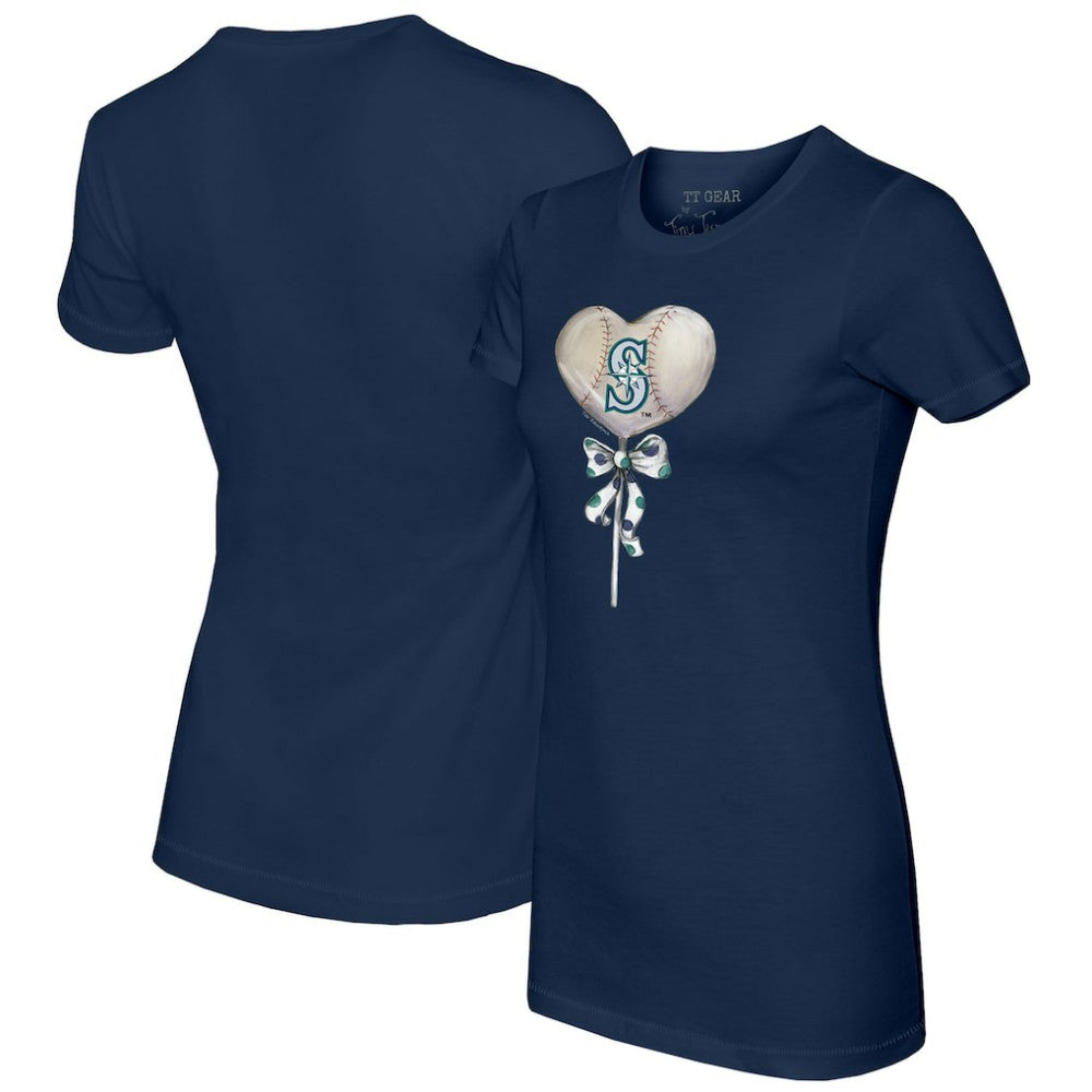 Seattle Mariners Tiny Turnip Women's Heart Lolly T-Shirt - Navy T-shirts