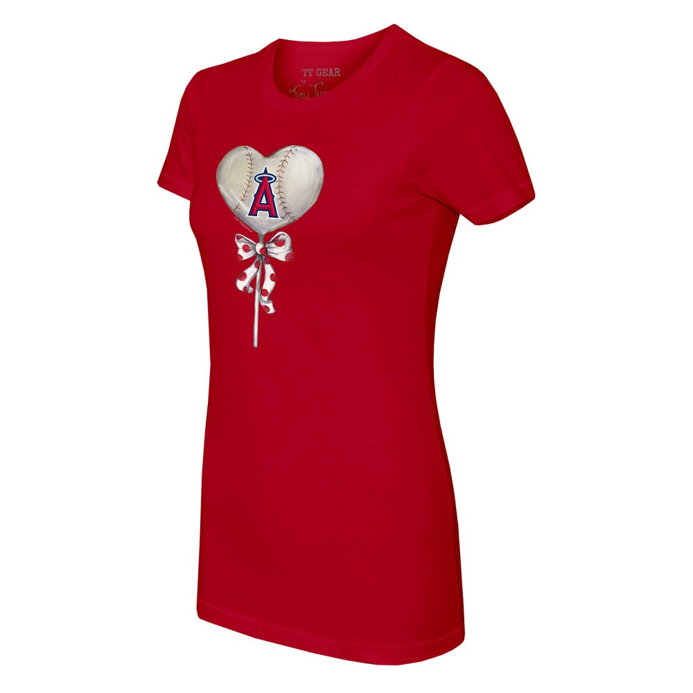 Los Angeles Angels Tiny Turnip Women's Heart Lolly T-Shirt - Red T-shirts