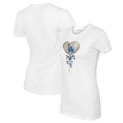 Los Angeles Dodgers Tiny Turnip Women's Heart Lolly T-Shirt - White T-shirts