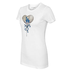Los Angeles Dodgers Tiny Turnip Women's Heart Lolly T-Shirt - White T-shirts
