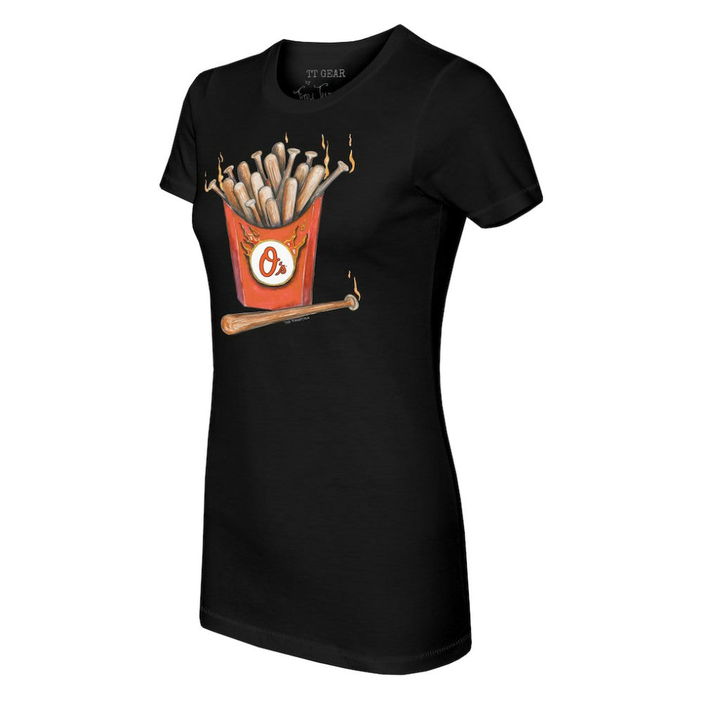Baltimore Orioles Tiny Turnip Women's Hot Bats T-Shirt - Black T-shirts