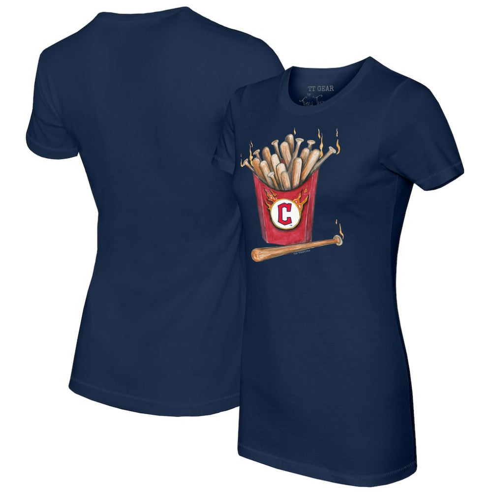 Cleveland Guardians Tiny Turnip Women's Hot Bats T-Shirt - Navy T-shirts