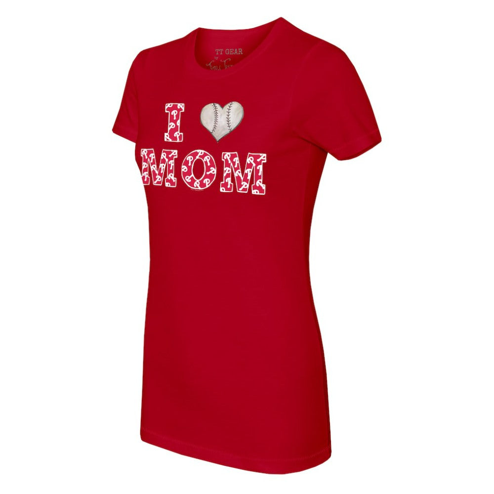 Philadelphia Phillies Tiny Turnip Women's I Love Mom T-Shirt - Red T-shirts