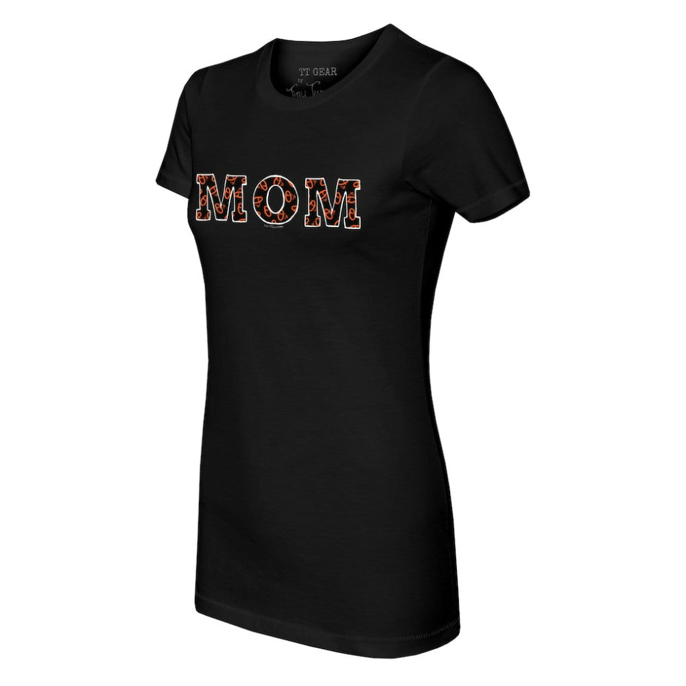 Baltimore Orioles Tiny Turnip Women's Logo Mom T-Shirt - Black T-shirts