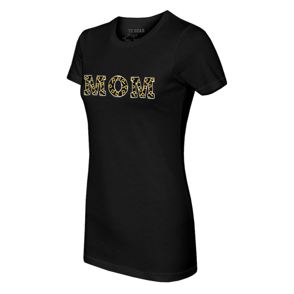 Pittsburgh Pirates Tiny Turnip Women's Logo Mom T-Shirt - Black T-shirts