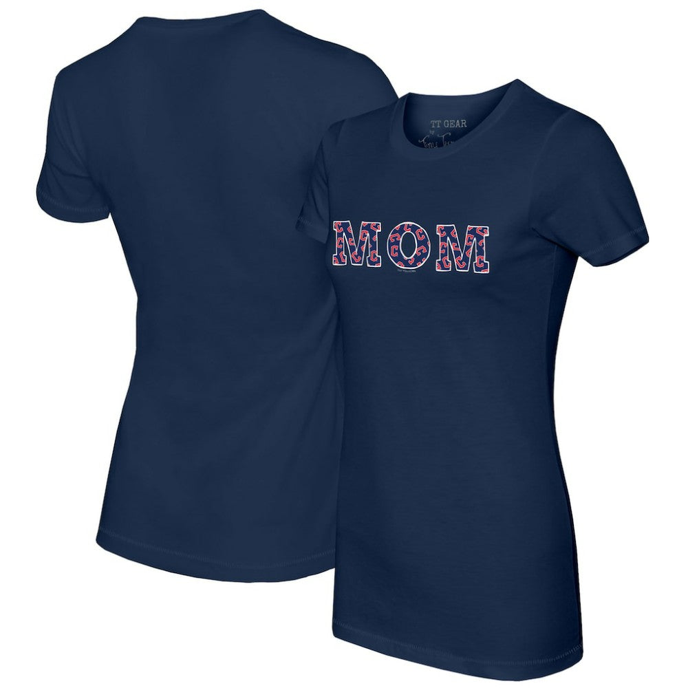 Cleveland Guardians Tiny Turnip Women's Logo Mom T-Shirt - Navy T-shirts