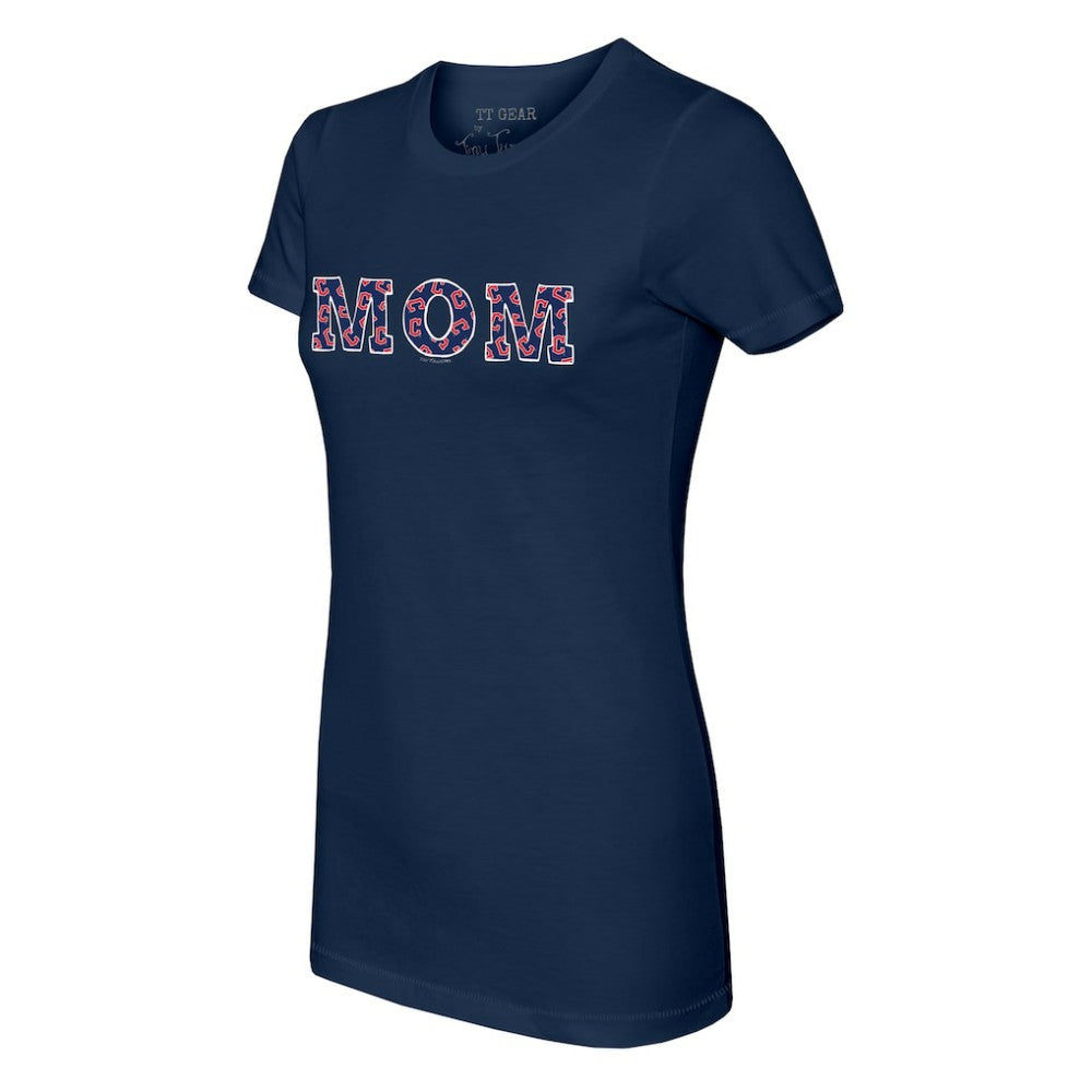 Cleveland Guardians Tiny Turnip Women's Logo Mom T-Shirt - Navy T-shirts