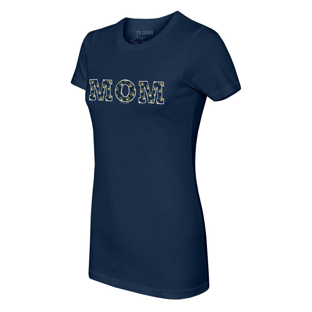 Milwaukee Brewers Tiny Turnip Women's Logo Mom T-Shirt - Navy T-shirts