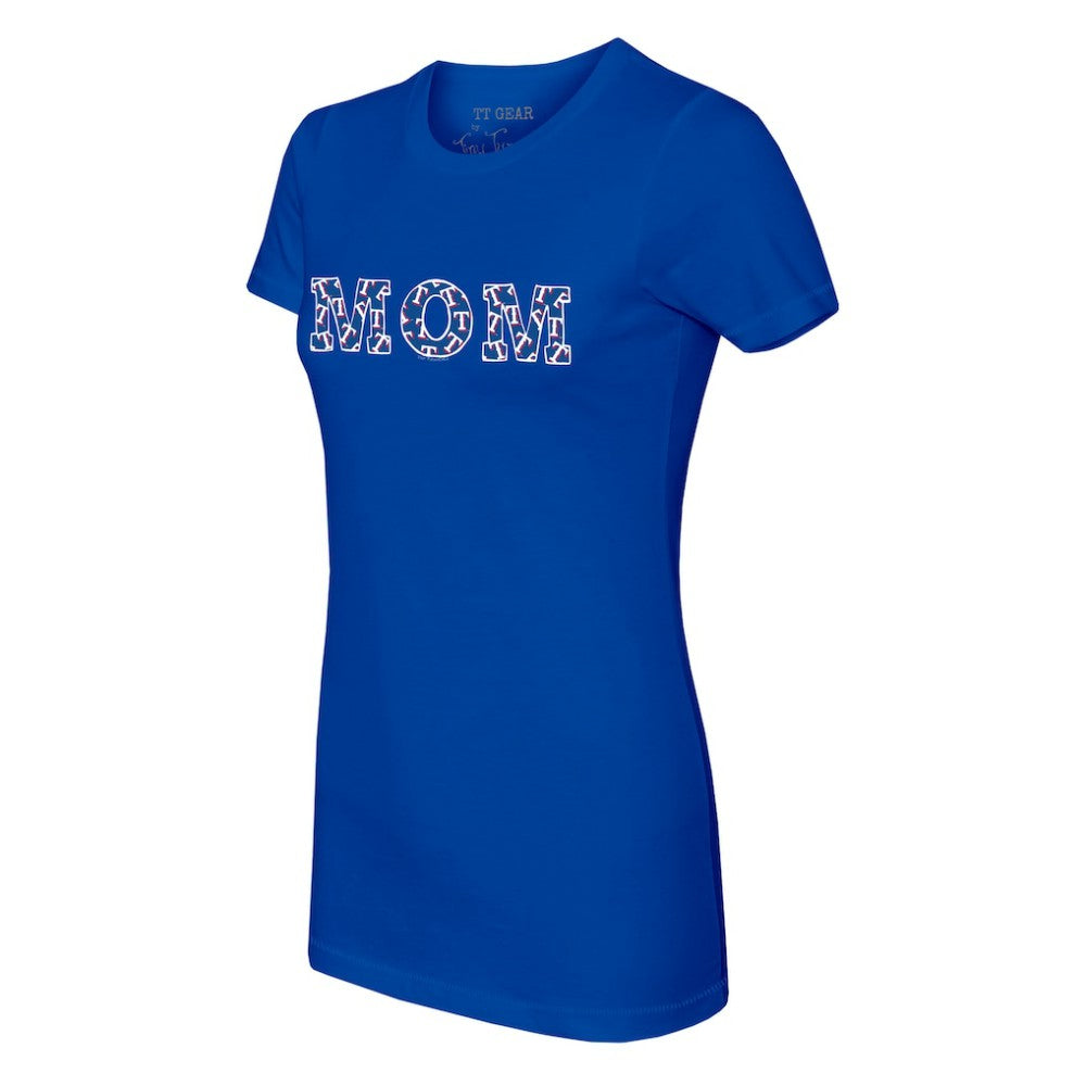 Texas Rangers Tiny Turnip Women's Logo Mom T-Shirt - Royal T-shirts