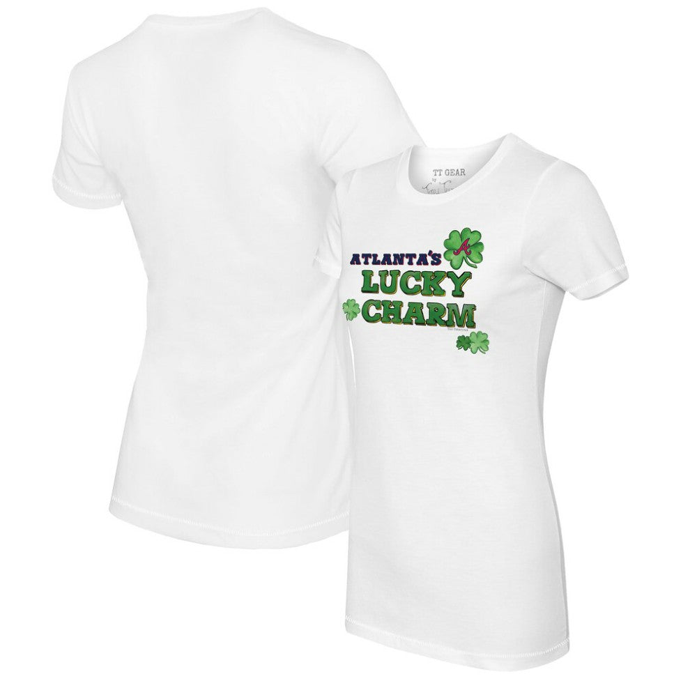 Atlanta Braves Tiny Turnip Women's Lucky Charm T-Shirt - White T-shirts