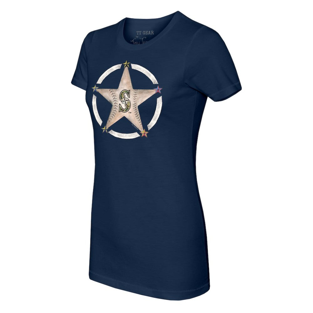 Seattle Mariners Tiny Turnip Women's Military Star T-Shirt - Navy T-shirts