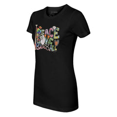 San Francisco Giants Tiny Turnip Women's Peace Love Baseball Fitted T-Shirt - Black T-shirts