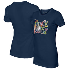 Minnesota Twins Tiny Turnip Women's Peace Love Baseball Fitted T-Shirt - Navy T-shirts