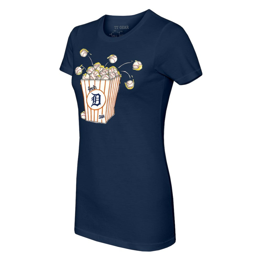 Detroit Tigers Tiny Turnip Women's Popcorn T-Shirt - Navy T-shirts