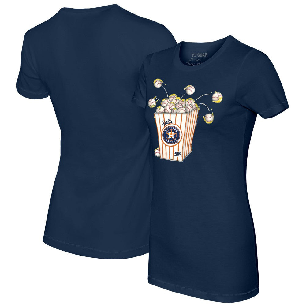 Houston Astros Tiny Turnip Women's Popcorn T-Shirt - Navy T-shirts