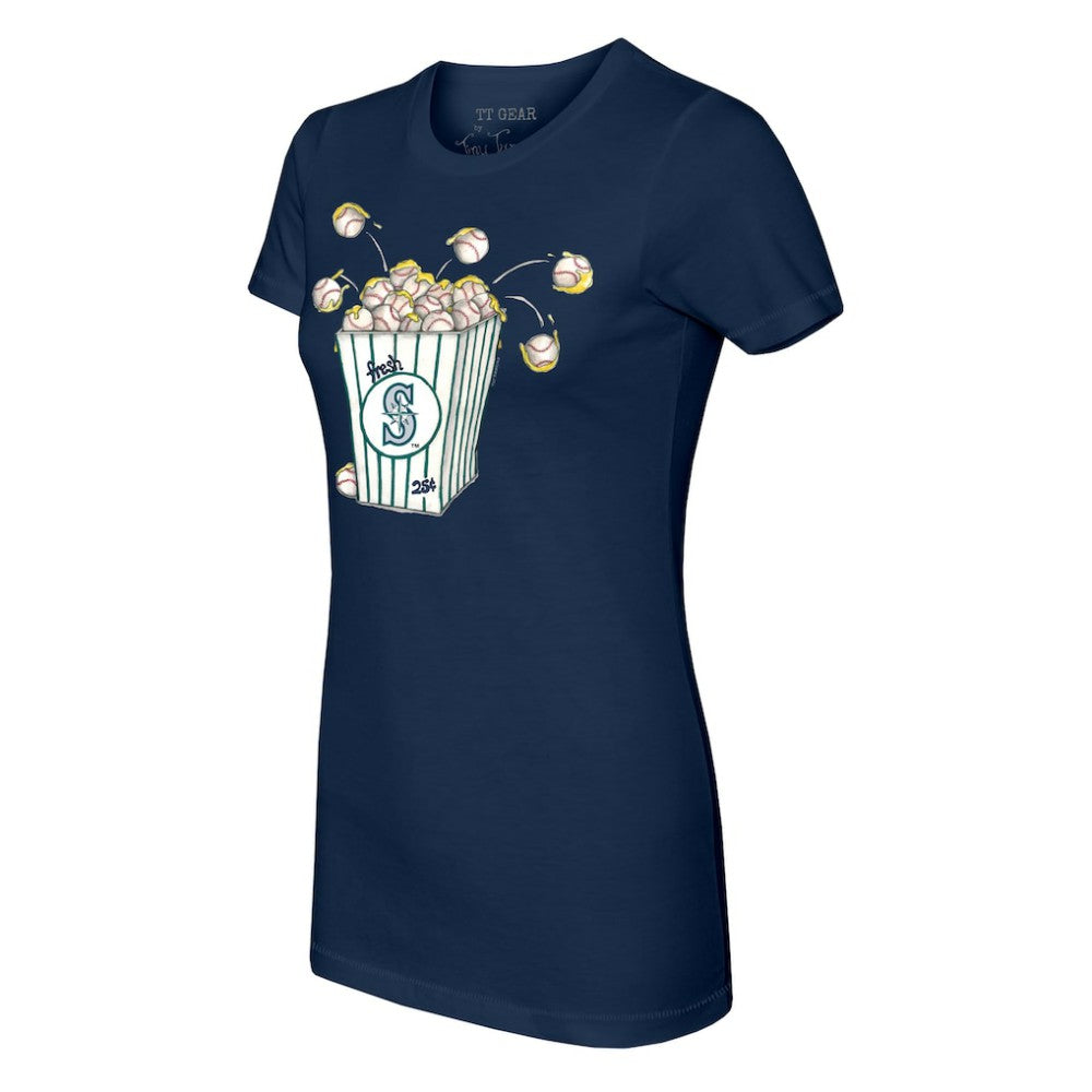 Seattle Mariners Tiny Turnip Women's Popcorn T-Shirt - Navy T-shirts