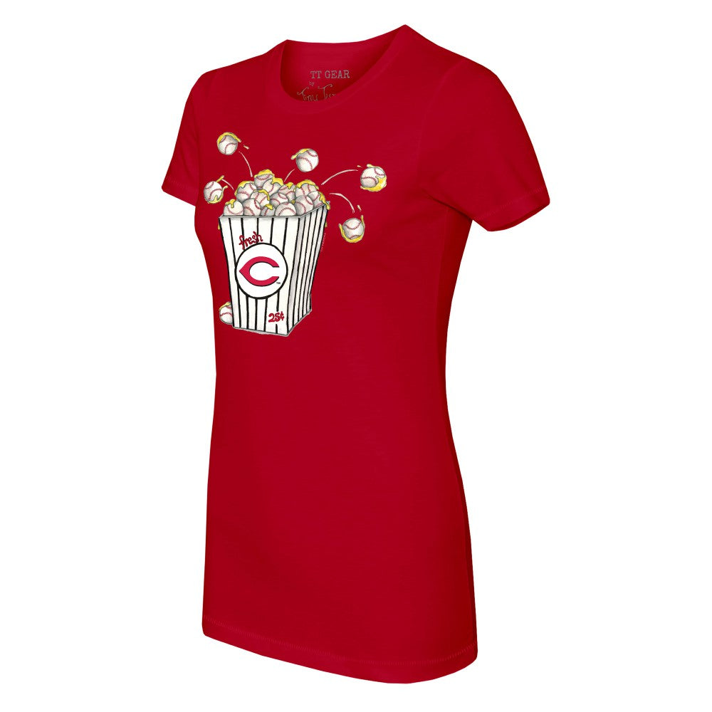 Cincinnati Reds Tiny Turnip Women's Popcorn T-Shirt - Red T-shirts