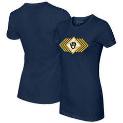 Milwaukee Brewers Tiny Turnip Women's Prism Arrows T-Shirt - Navy T-shirts