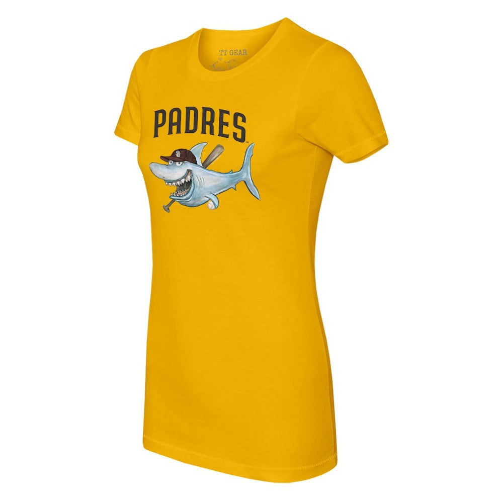 San Diego Padres Tiny Turnip Women's Shark T-Shirt - Gold T-shirts