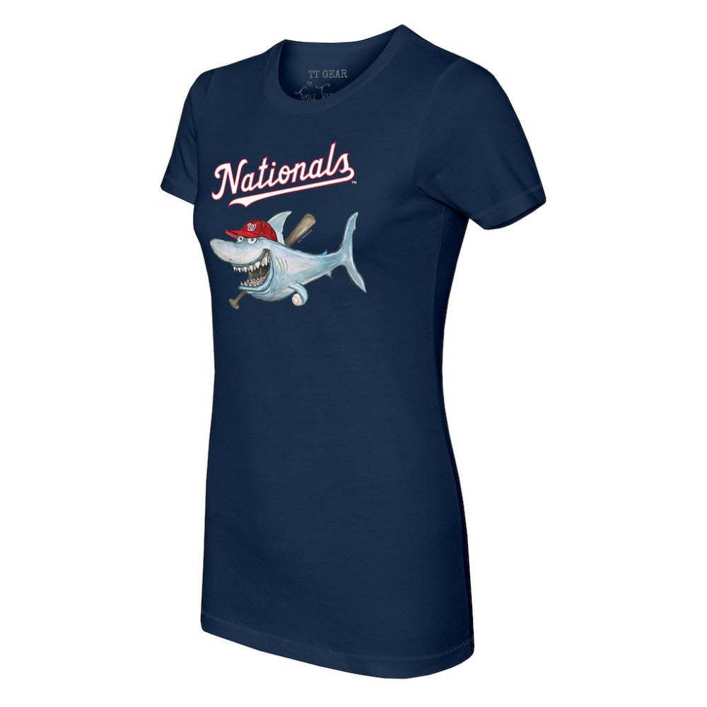 Washington Nationals Tiny Turnip Women's Shark T-Shirt - Navy T-shirts