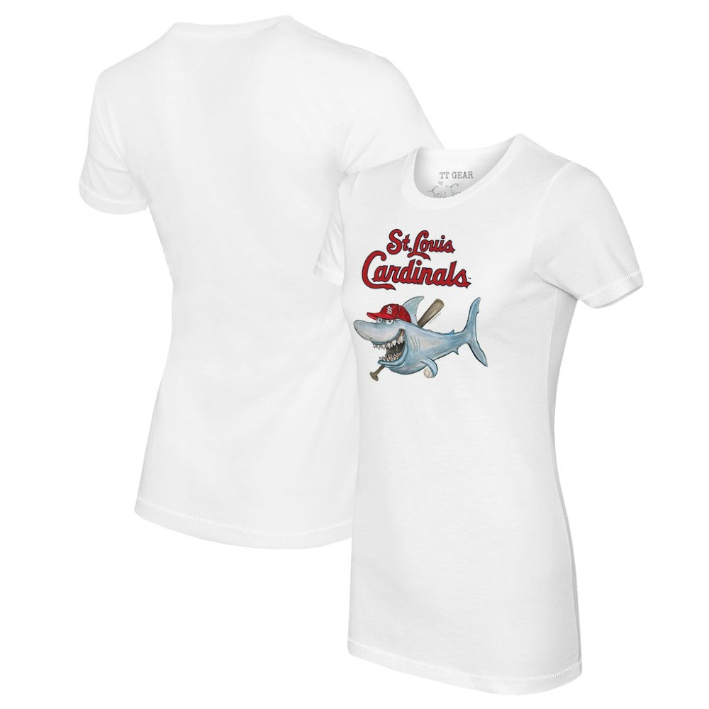 St. Louis Cardinals Tiny Turnip Women's Shark Logo T-Shirt - White T-shirts