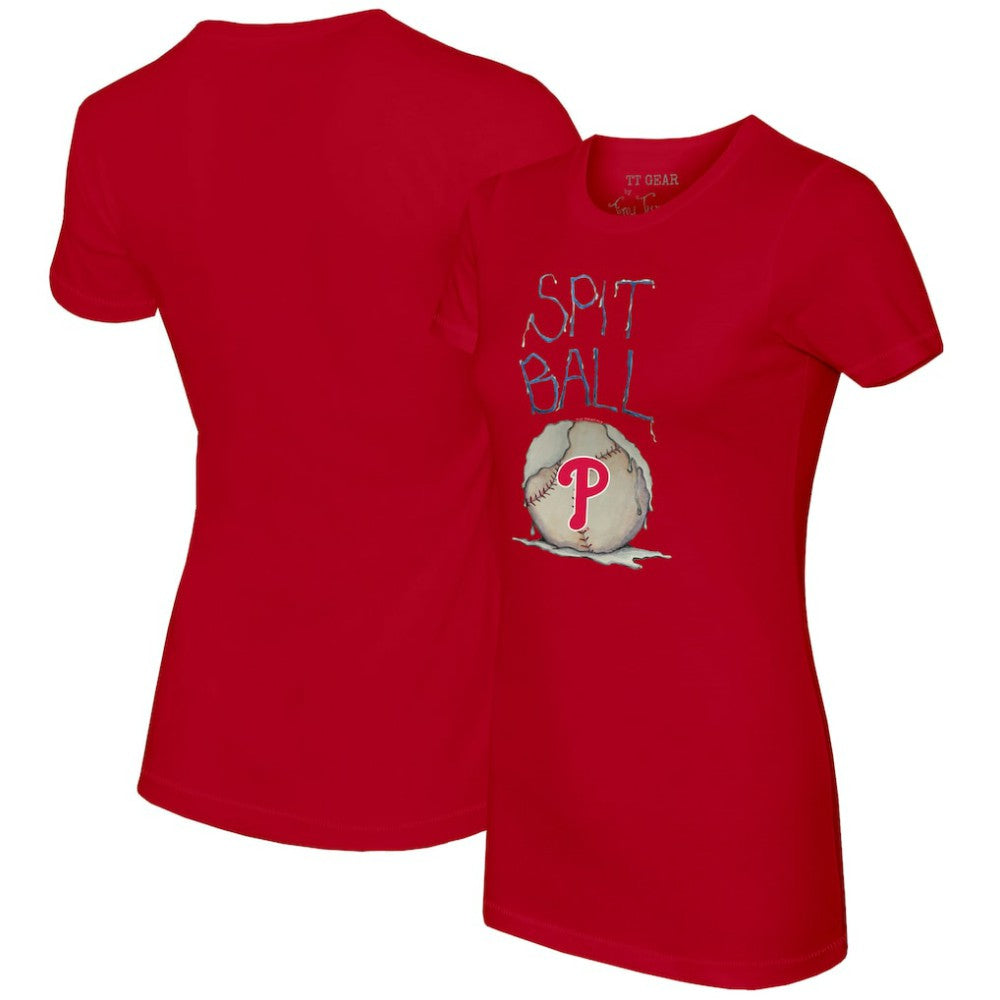 Philadelphia Phillies Tiny Turnip Women's Spit Ball T-Shirt - Red T-shirts