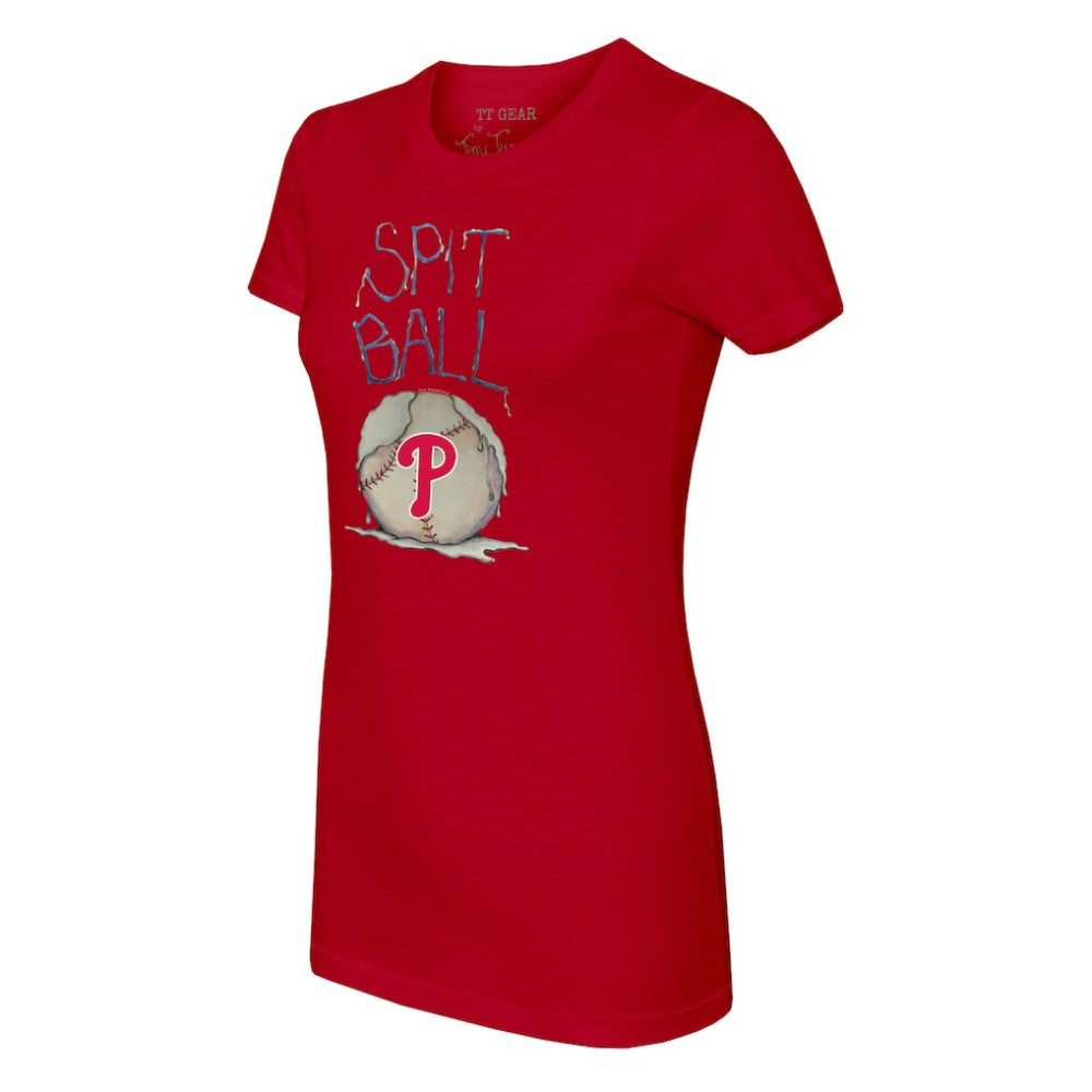 Philadelphia Phillies Tiny Turnip Women's Spit Ball T-Shirt - Red T-shirts