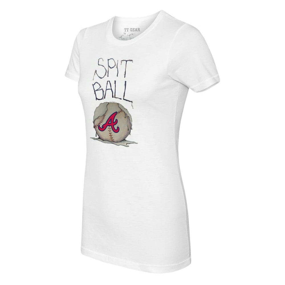 Atlanta Braves Tiny Turnip Women's Spit Ball T-Shirt - White T-shirts