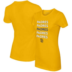 San Diego Padres Tiny Turnip Women's Stacked T-Shirt - Gold T-shirts