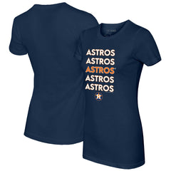 Houston Astros Tiny Turnip Women's Stacked T-Shirt - Navy T-shirts