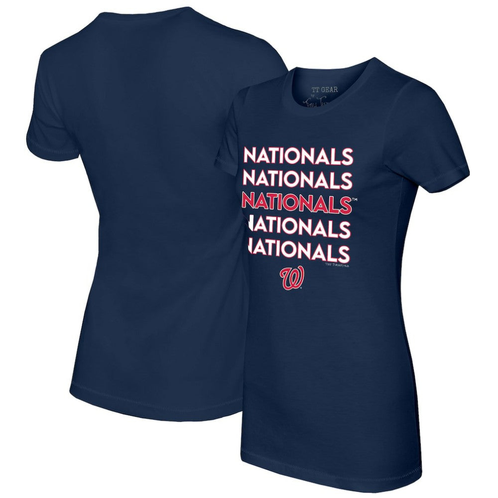Washington Nationals Tiny Turnip Women's Stacked T-Shirt - Navy T-shirts