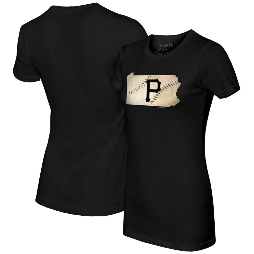 Pittsburgh Pirates Tiny Turnip Women's State Outline T-Shirt - Black T-shirts
