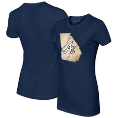 Atlanta Braves Tiny Turnip Women's State Outline T-Shirt - Navy T-shirts
