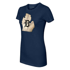 Detroit Tigers Tiny Turnip Women's State Outline T-Shirt - Navy T-shirts