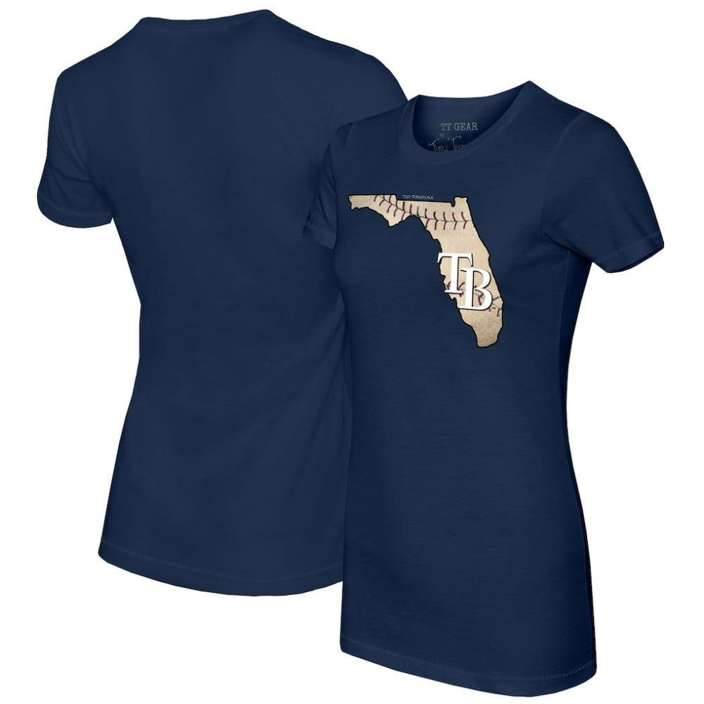 Tampa Bay Rays Tiny Turnip Women's State Outline T-Shirt - Navy T-shirts