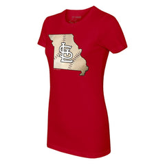St. Louis Cardinals Tiny Turnip Women's State Outline T-Shirt - Red T-shirts