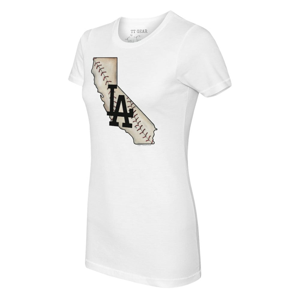 Los Angeles Dodgers Tiny Turnip Women's State Outline T-Shirt - White T-shirts