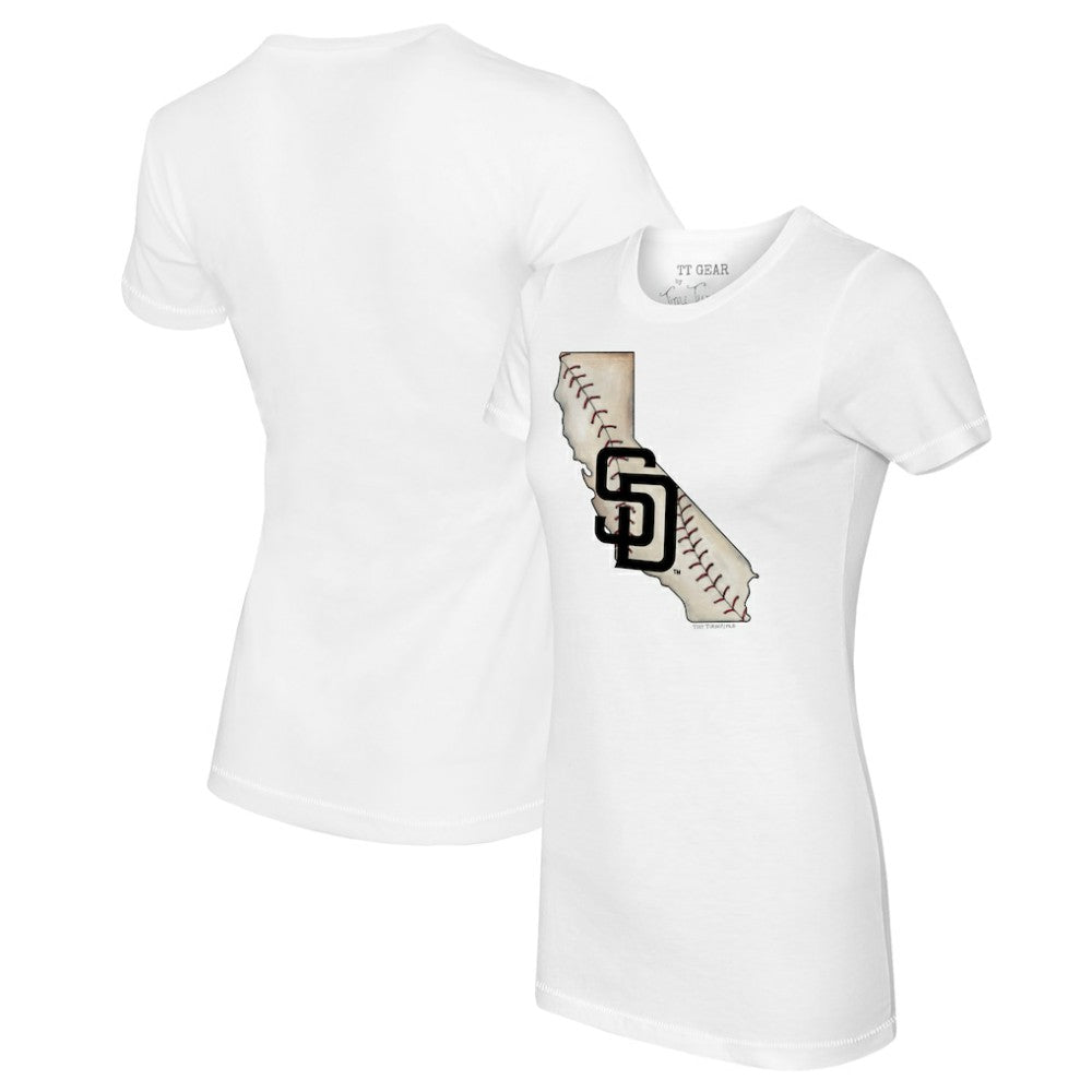 San Diego Padres Tiny Turnip Women's State Outline T-Shirt - White T-shirts