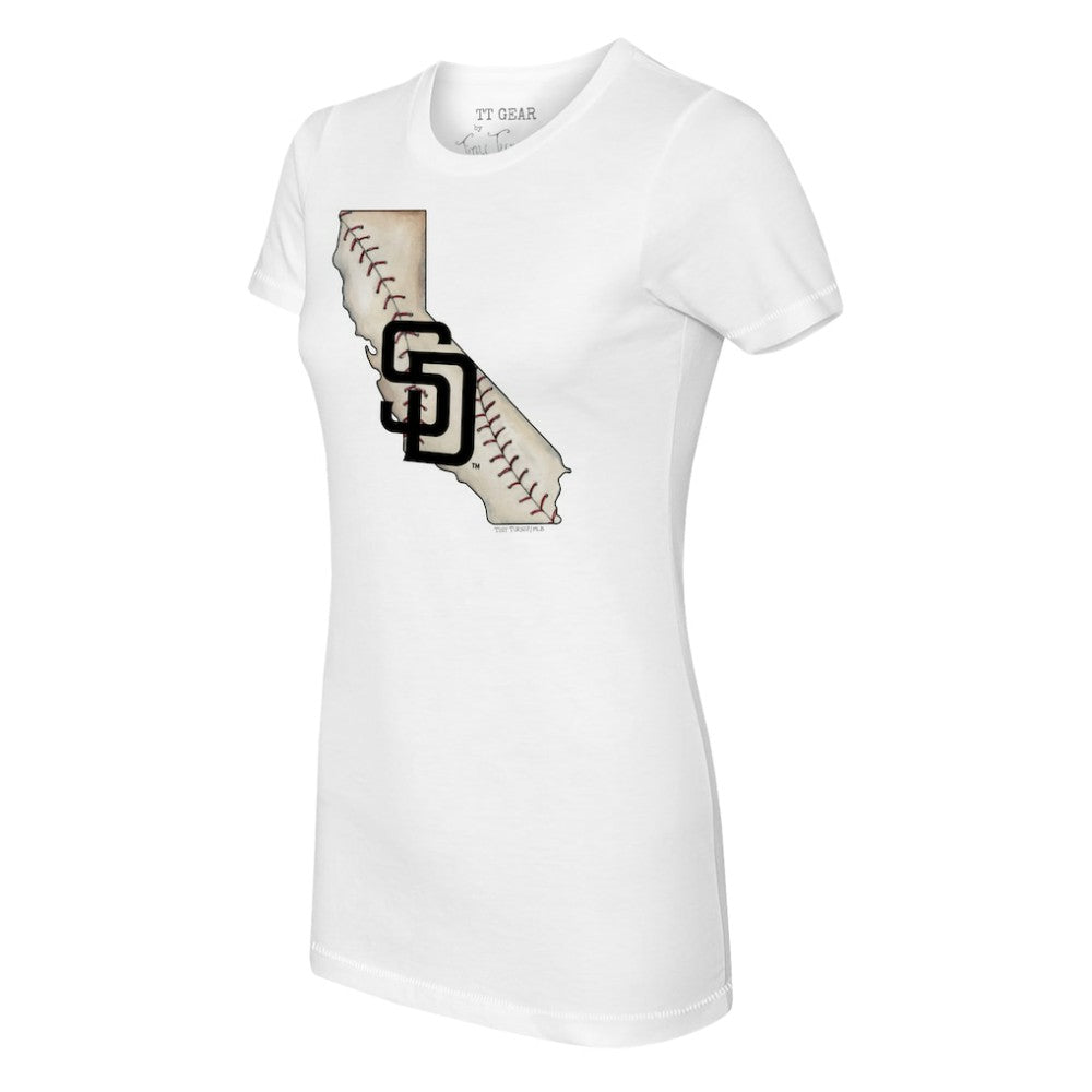 San Diego Padres Tiny Turnip Women's State Outline T-Shirt - White T-shirts