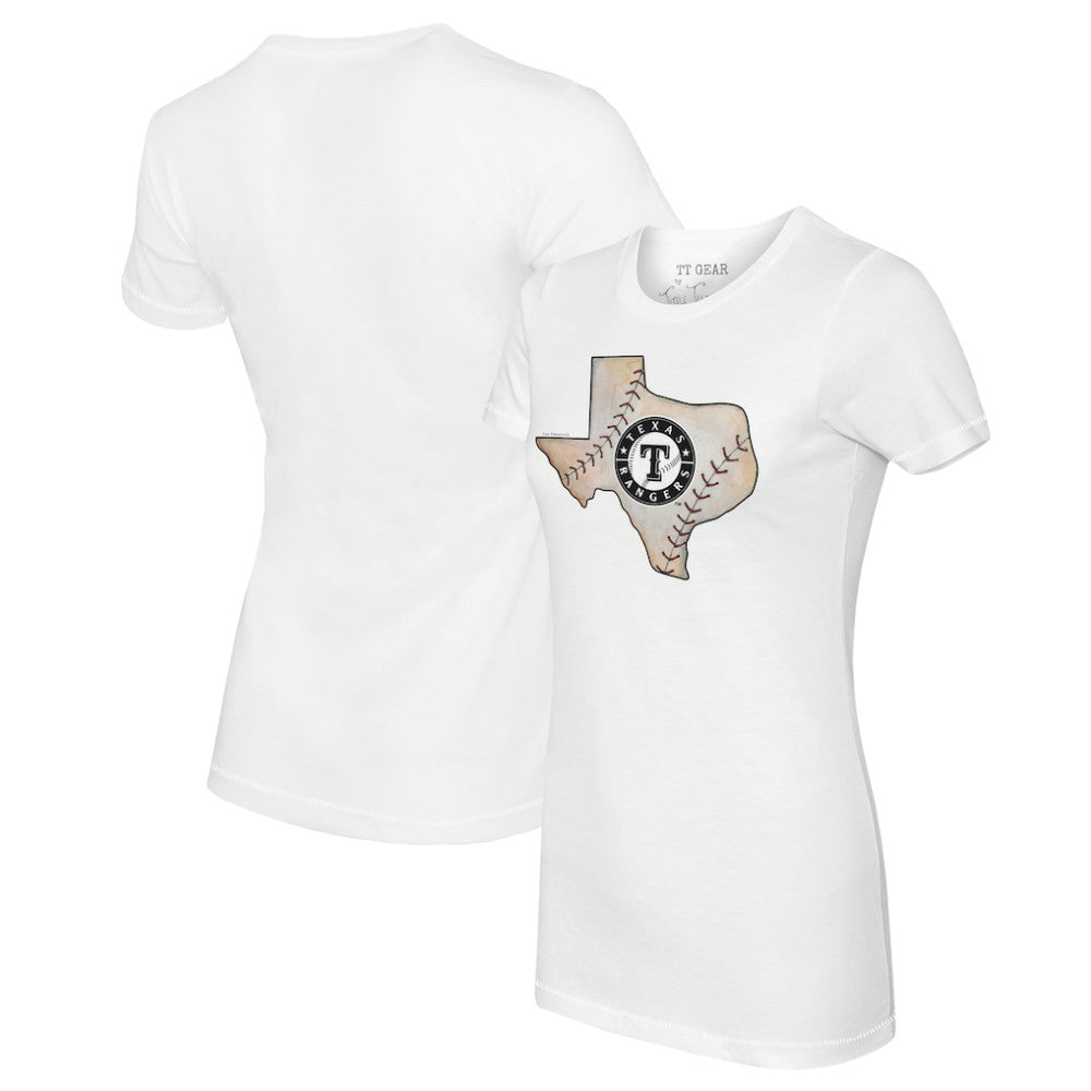 Texas Rangers Tiny Turnip Women's State Outline T-Shirt - White T-shirts