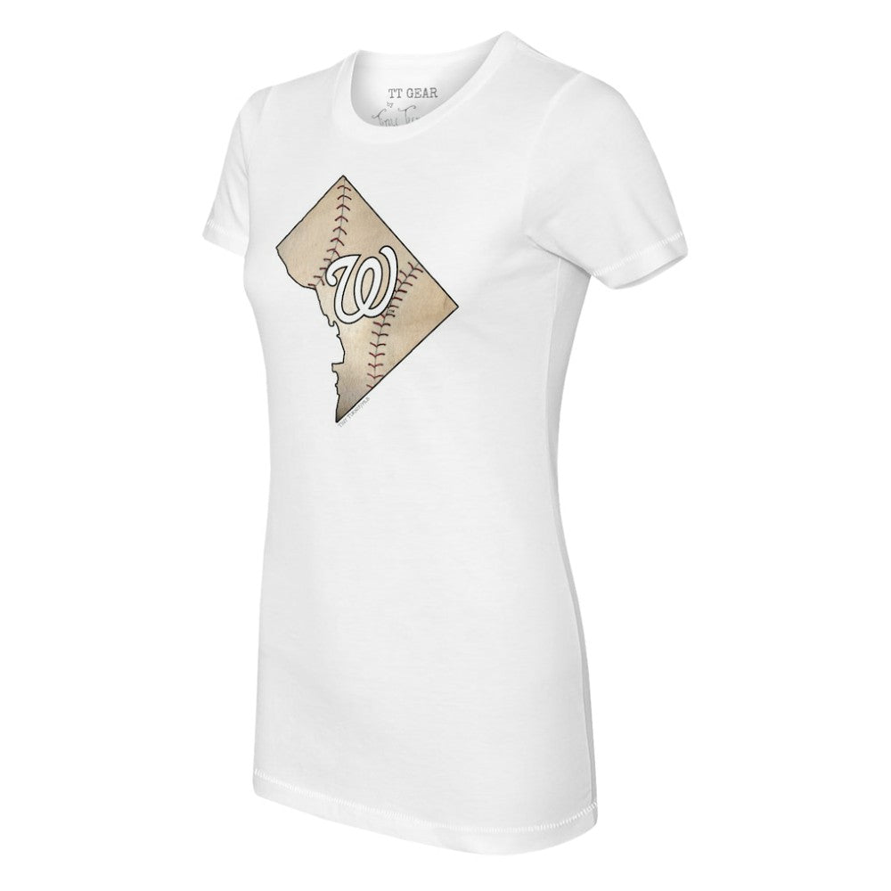 Washington Nationals Tiny Turnip Women's State Outline T-Shirt - White T-shirts
