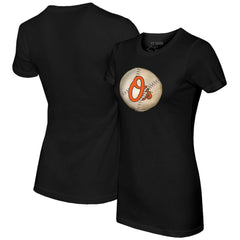 Baltimore Orioles Tiny Turnip Women's Stitched Baseball T-Shirt - Black T-shirts