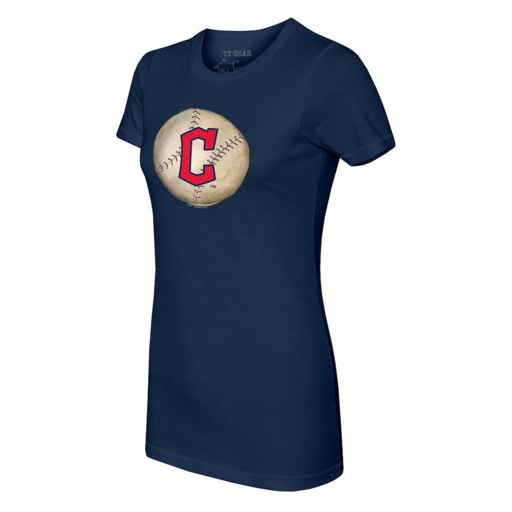 Cleveland Guardians Tiny Turnip Women's Stitched Baseball T-Shirt - Navy T-shirts