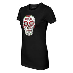 Arizona Diamondbacks Tiny Turnip Women's Sugar Skull T-Shirt - Black T-shirts