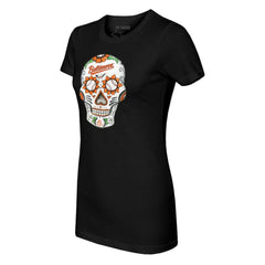 Baltimore Orioles Tiny Turnip Women's Sugar Skull T-Shirt - Black T-shirts